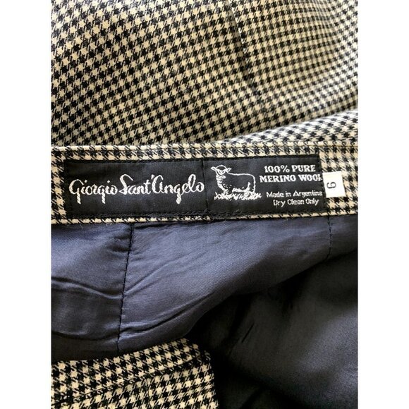 Giorgio Sant'Angelo Classy Merino Wool Gingham Pattern A-Line Skirt 6 - Picture 7 of 7